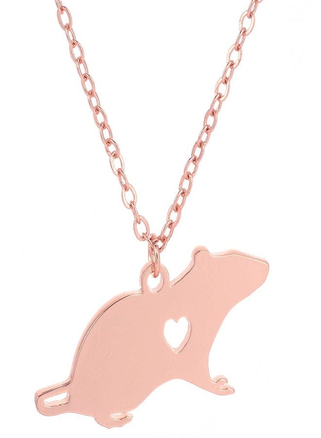NOUMANDA Fashion Cute Mouse Engraved Heart Pendant Necklace Simple Animal Stainless Steel Jewelry (Rose Gold) - Image 1