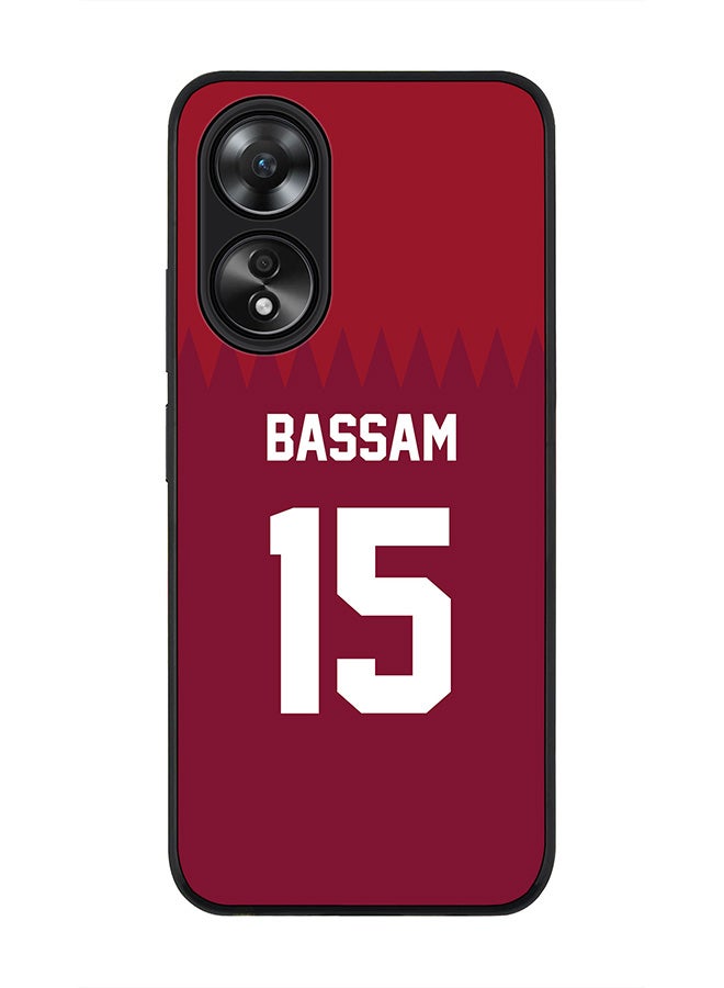 Stylizedd Rugged Black edge case for Oppo A58 4G, Slim fit Soft Case Flexible Thin Cover- Football Team-Qatar, Player Name-Bassam - Image 1