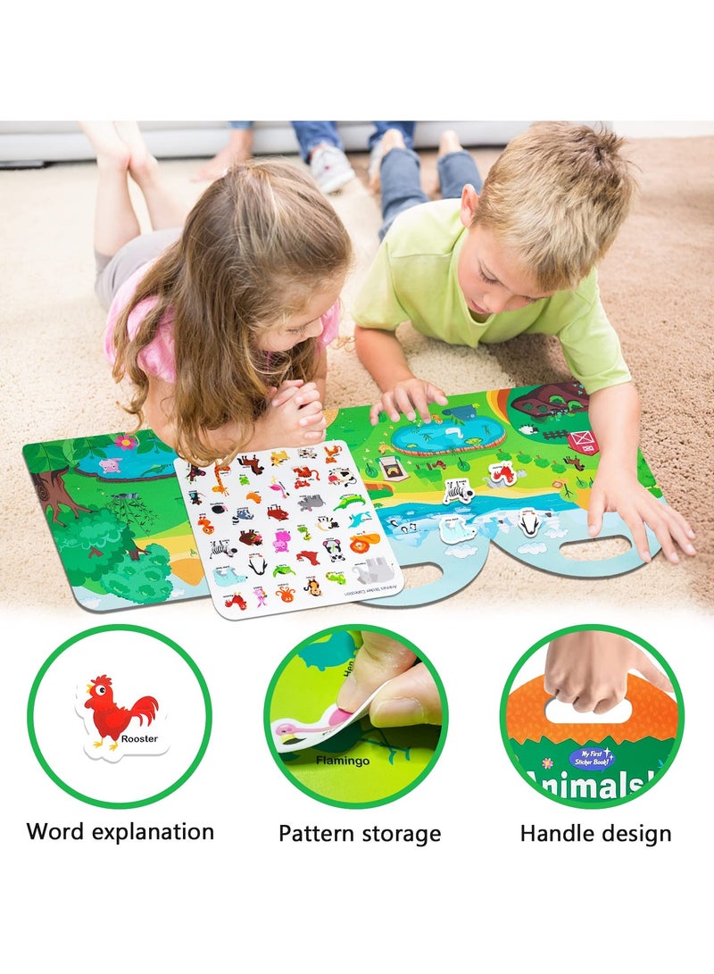 يونيكبيبي كتاب ملصقات حيوانات قابل لإعادة الاستخدام للأطفال، كتاب نشاط بملصقات منتفخة مقاومة للماء، لعبة ملصقات جيلاتينية، كتاب ترفيهي للسفر للأطفال من عمر 3-5 سنوات، هدية للأولاد والبنات - Image 3