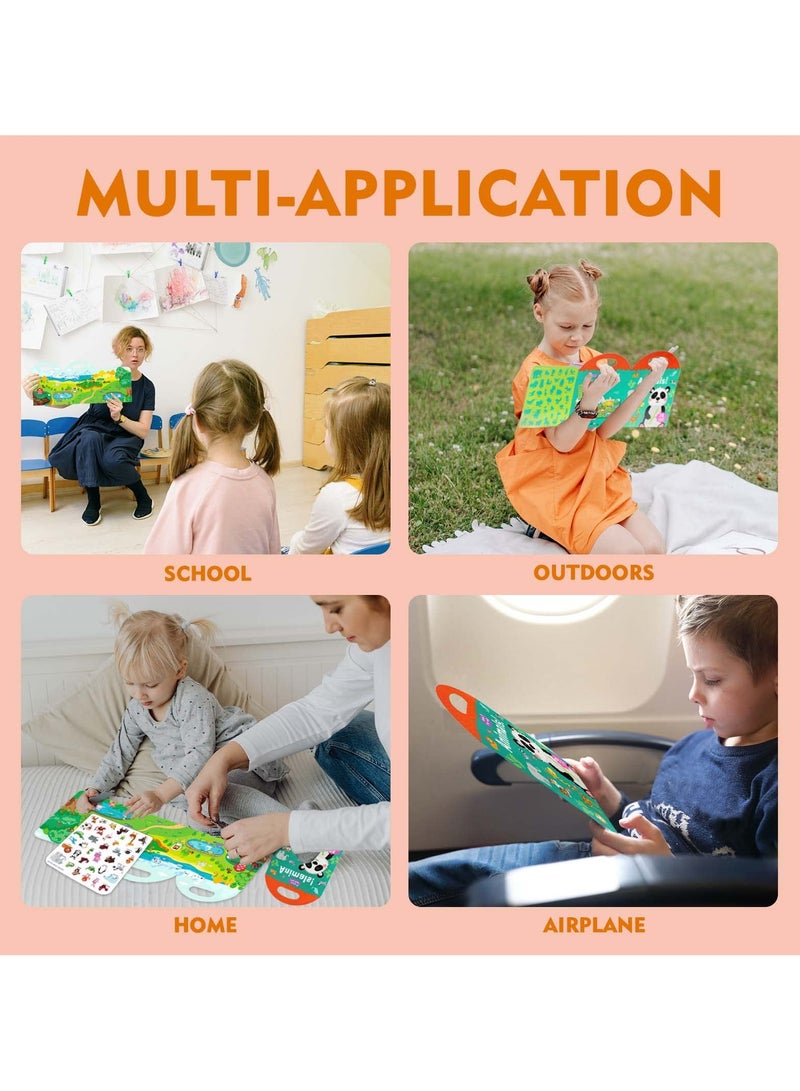 يونيكبيبي كتاب ملصقات حيوانات قابل لإعادة الاستخدام للأطفال، كتاب نشاط بملصقات منتفخة مقاومة للماء، لعبة ملصقات جيلاتينية، كتاب ترفيهي للسفر للأطفال من عمر 3-5 سنوات، هدية للأولاد والبنات - Image 4