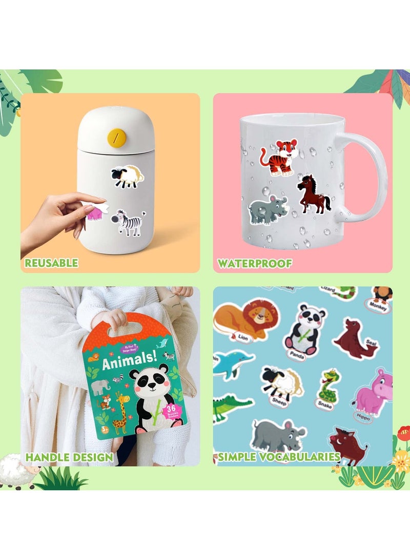يونيكبيبي كتاب ملصقات حيوانات قابل لإعادة الاستخدام للأطفال، كتاب نشاط بملصقات منتفخة مقاومة للماء، لعبة ملصقات جيلاتينية، كتاب ترفيهي للسفر للأطفال من عمر 3-5 سنوات، هدية للأولاد والبنات - Image 5