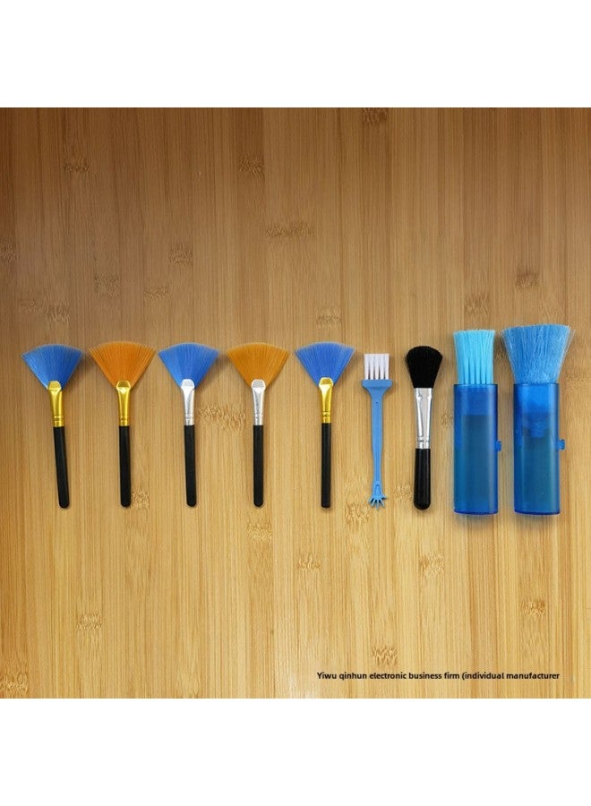 Source Supply Cleaning Brush Flat Rod Round Rod Fan Brush Five-finger Brush Large Head Brush Telescopic Brush Keyboard Gap Dust Removal Brush-Color:Blue Shear Telescopic Brush - Image 3