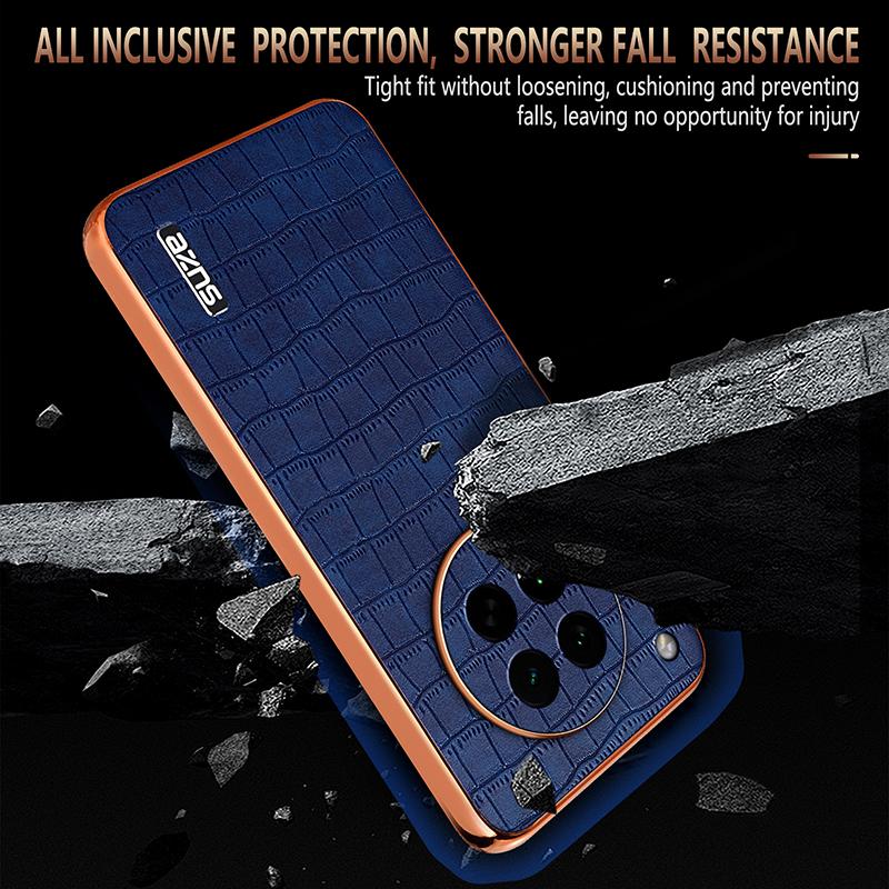 HuHa Case Cover For OPPO Find X8s AZNS Electroplated Frame Crocodile Texture Full Coverage Phone Case(Blue) - Image 4
