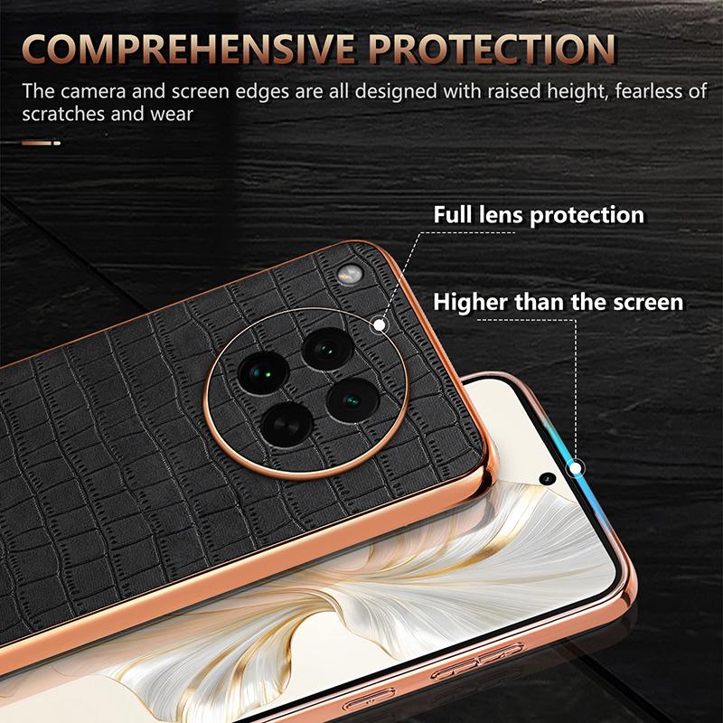HuHa Case Cover For OPPO Find X8s AZNS Electroplated Frame Crocodile Texture Full Coverage Phone Case(Blue) - Image 5