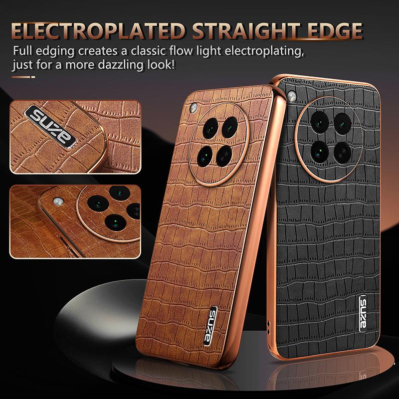 HuHa Case Cover For OPPO Find X8s AZNS Electroplated Frame Crocodile Texture Full Coverage Phone Case(Blue) - Image 3