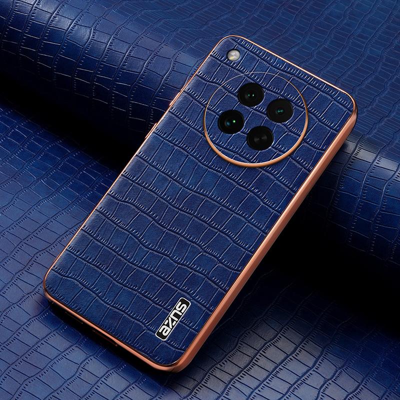HuHa Case Cover For OPPO Find X8s AZNS Electroplated Frame Crocodile Texture Full Coverage Phone Case(Blue) - Image 2