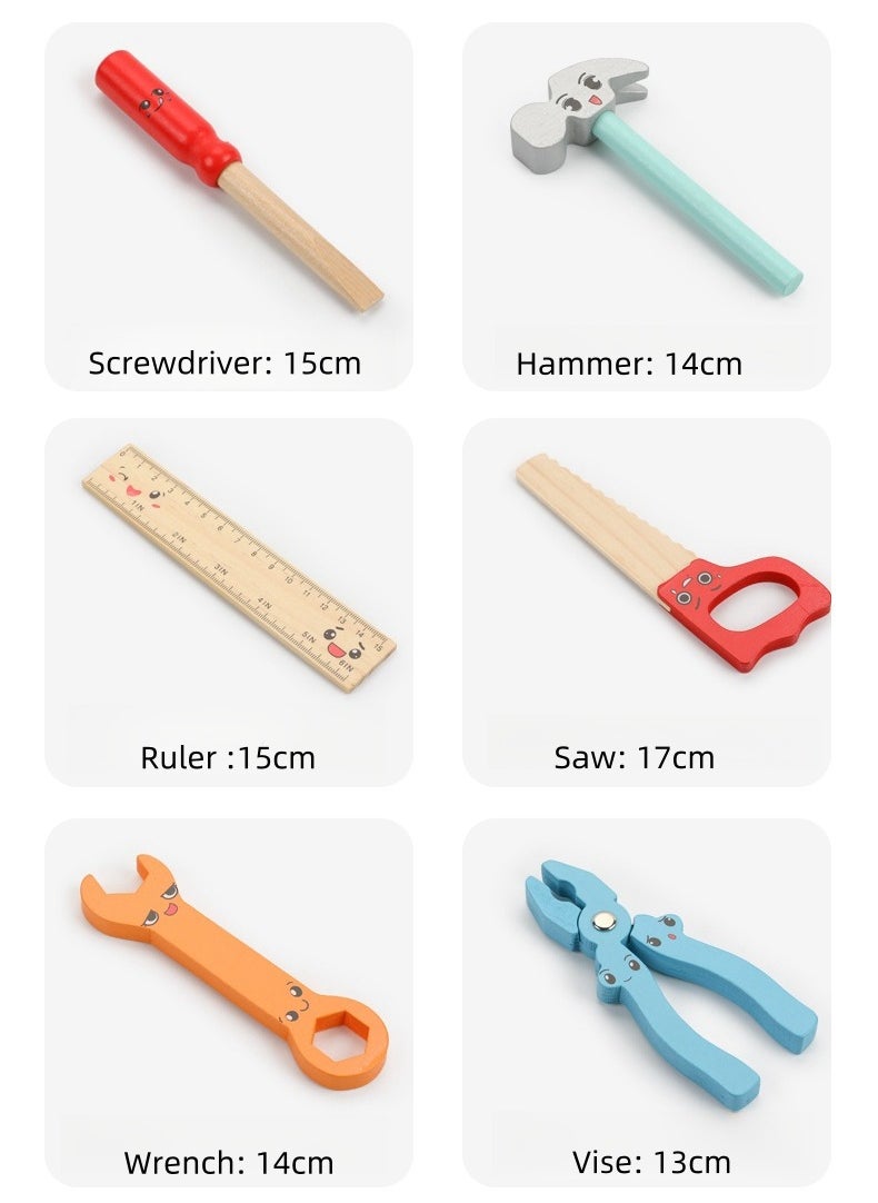 Wooden children's portable tool box for screw tightening, disassembly and repair DIY multi-functional toy for boys' pretend play, an educational toy for children. DIY screw assembly set for children, portable design, multi-functional, large capacity, skill cultivation for hands-on practice, suitable for boys aged 3 to 10 as a birthday gift set.  - Image 2