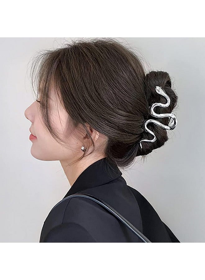 AIUPUOC Hair Clips Large Hair Claw Clips Metal Silver Snake Hair Accessories For Thick Hair For Women Girls Elegant French Hair Barrettes Hairpin Banana Clips 2Pcs - Image 5