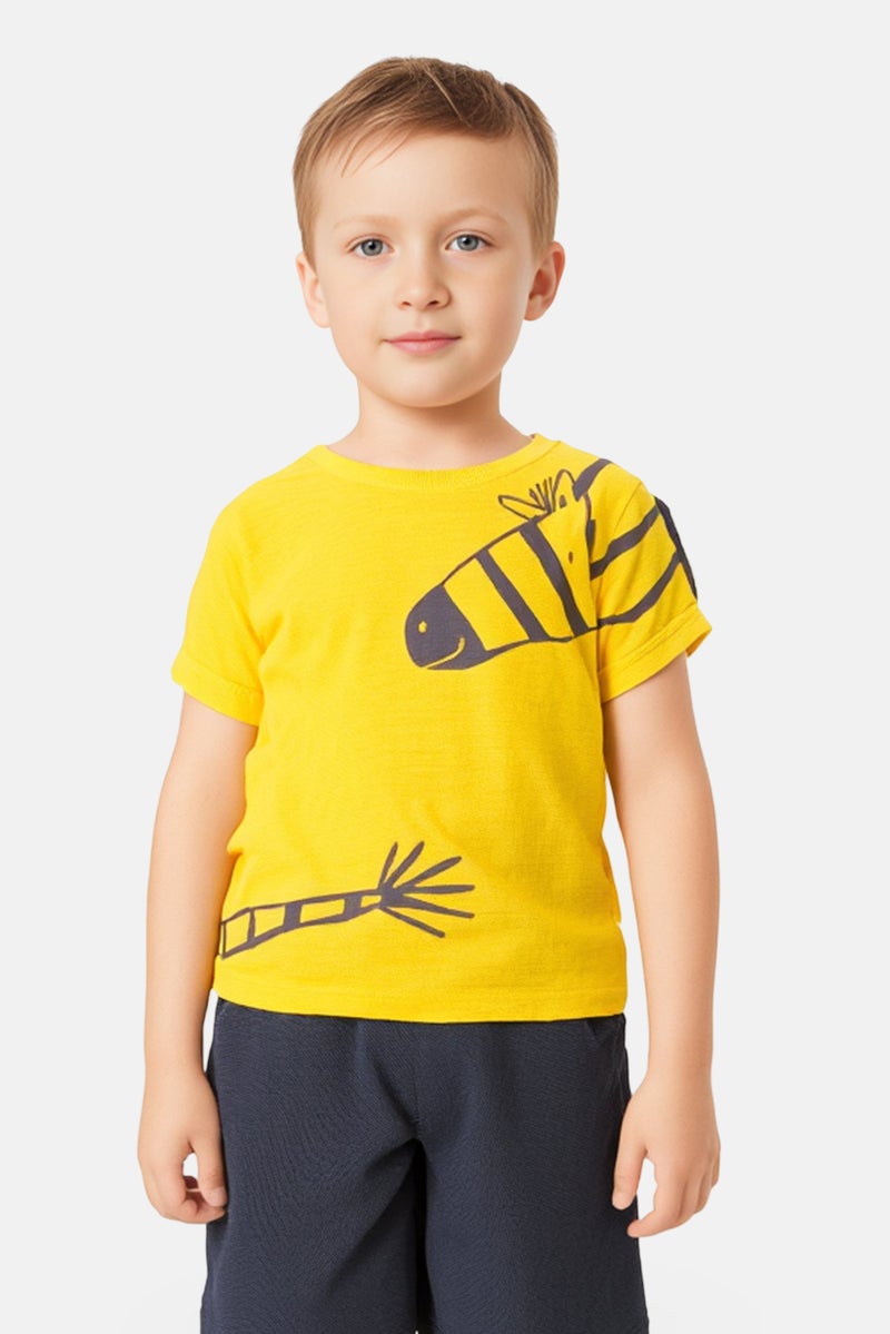 Hamleys Toddlers Boy Crew Neck Short Sleeve Graphic Print Top, Yellow - Image 1