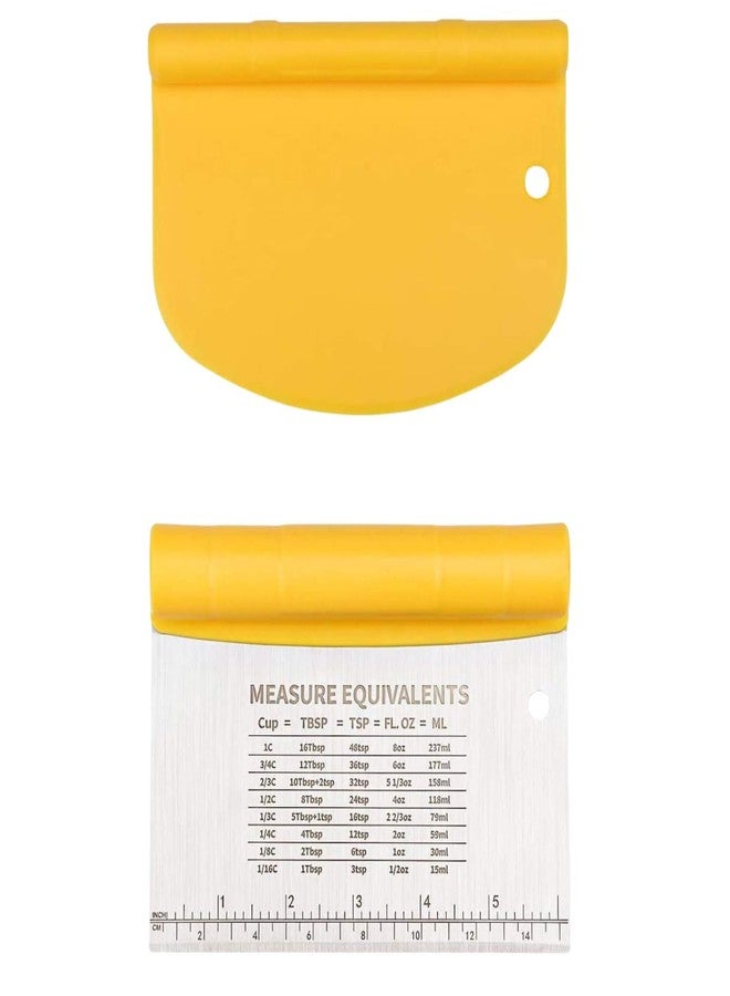 P Plus Fire Multi-Purpose Stainless Steel Scraper Chopper with Contoured Grip Dough Bowl Food-Safe Plastic Dough Cutter Flexible Ideal Multi-Purpose Kitchen Scraper Easy to Clean (Yellow, Pack of 1) - Image 1