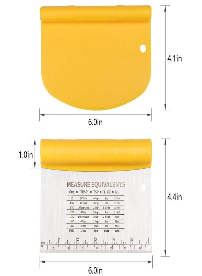 P Plus Fire Multi-Purpose Stainless Steel Scraper Chopper with Contoured Grip Dough Bowl Food-Safe Plastic Dough Cutter Flexible Ideal Multi-Purpose Kitchen Scraper Easy to Clean (Yellow, Pack of 1) - Image 2