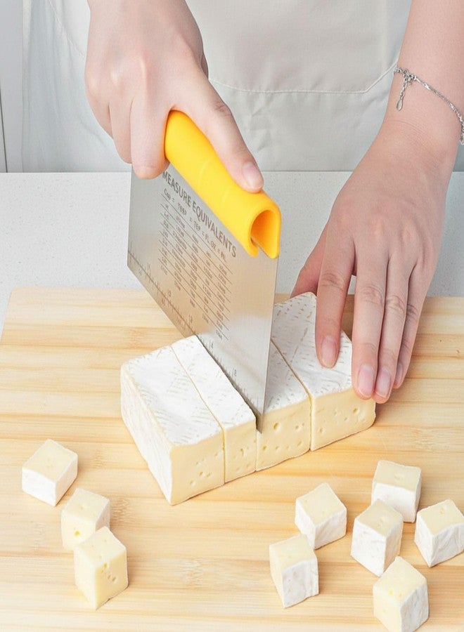 P Plus Fire Multi-Purpose Stainless Steel Scraper Chopper with Contoured Grip Dough Bowl Food-Safe Plastic Dough Cutter Flexible Ideal Multi-Purpose Kitchen Scraper Easy to Clean (Yellow, Pack of 1) - Image 4
