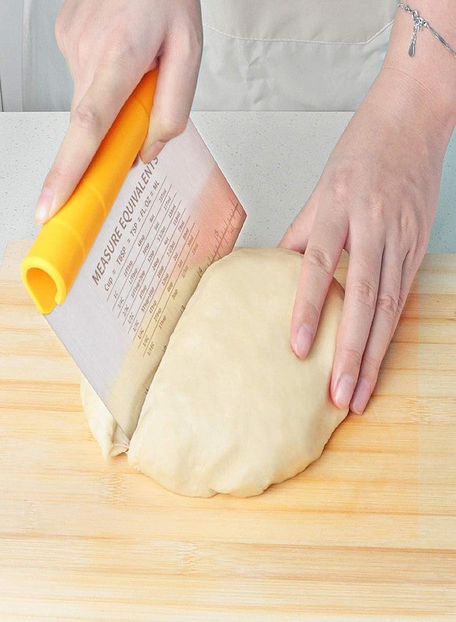 P Plus Fire Multi-Purpose Stainless Steel Scraper Chopper with Contoured Grip Dough Bowl Food-Safe Plastic Dough Cutter Flexible Ideal Multi-Purpose Kitchen Scraper Easy to Clean (Yellow, Pack of 1) - Image 3