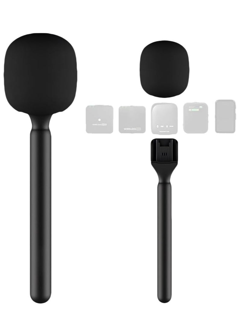 Gravity Microphone Handle Compatible with DJI Rode Wireless Go | Universal Interview Wireless Microphone Adapter with Anti-Wind Foam | Perfect for All Lapel Microphones | Portable, Durable, and Easy to Use - Image 1