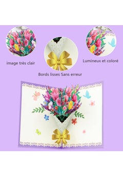 Y&D Greeting Card, Carnation 3D Handmade card with a blank Envelope Anniversary Card Gift for Dad mum or Teacher  - Image 2