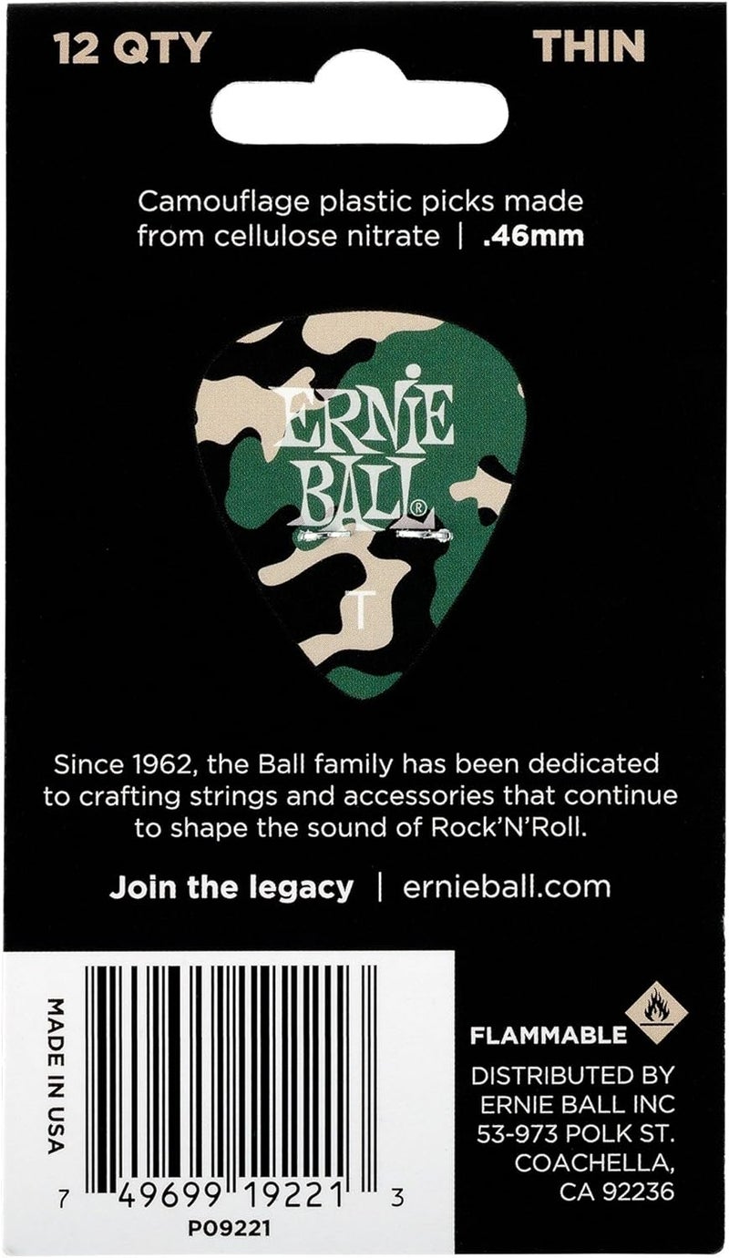 Ernie Ball بيكهات إيرني بول بتصميم تمويه رفيعة - عبوة من 12 - Image 2