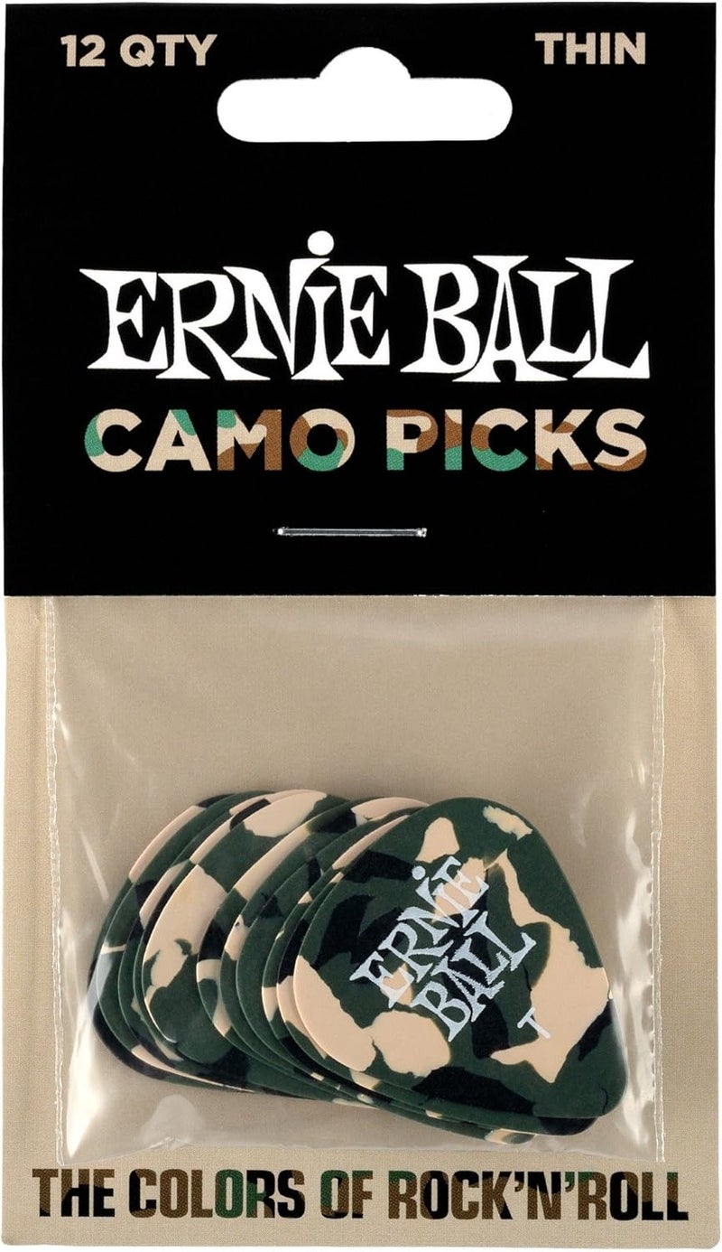 Ernie Ball بيكهات إيرني بول بتصميم تمويه رفيعة - عبوة من 12 - Image 1