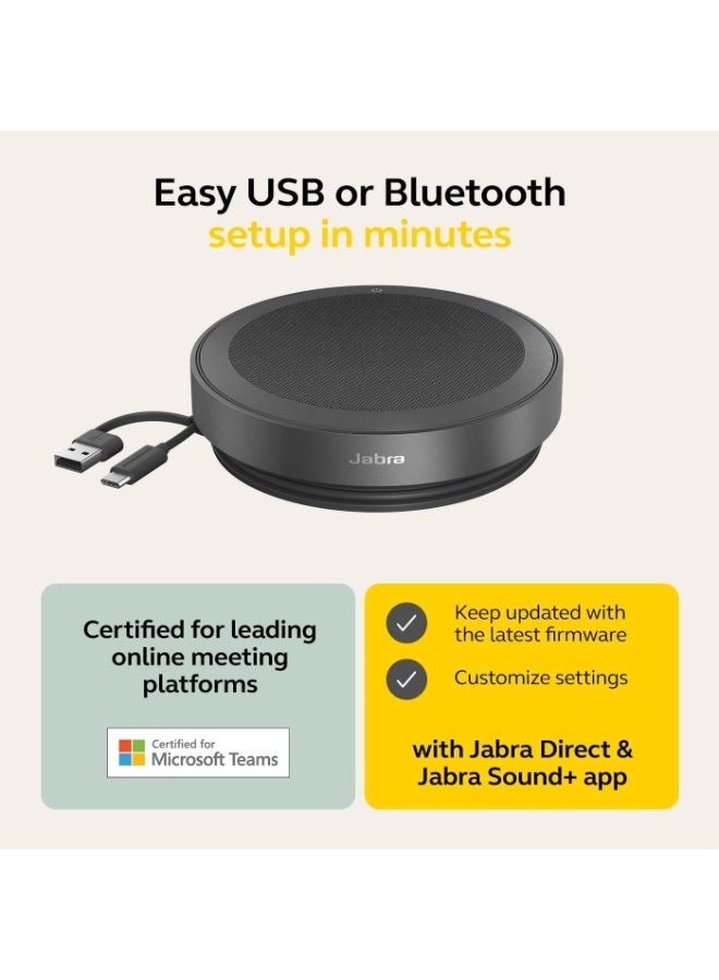 Jabra Speak2 75 Wireless Bluetooth & USB Speakerphone, 4 Noise-Cancelling Beamforming Microphones, 65mm Wideband Speakers, New Linking Feature, USB-A & USB-C, MS Teams Certified, Dark Grey | 2775‑109 Grey - Image 5