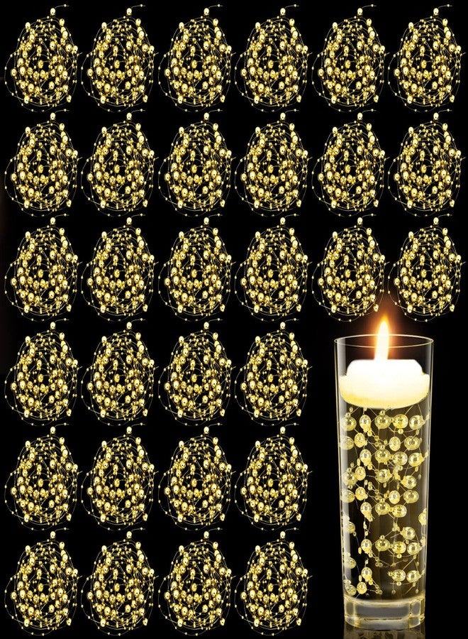 Billbotk 30 Pieces Floating Pearls Beads String for Floating Candles, Gold Vase Fillers for Centerpieces Faux Pearls Beads String for Wedding Celebration Party Decor - Image 1