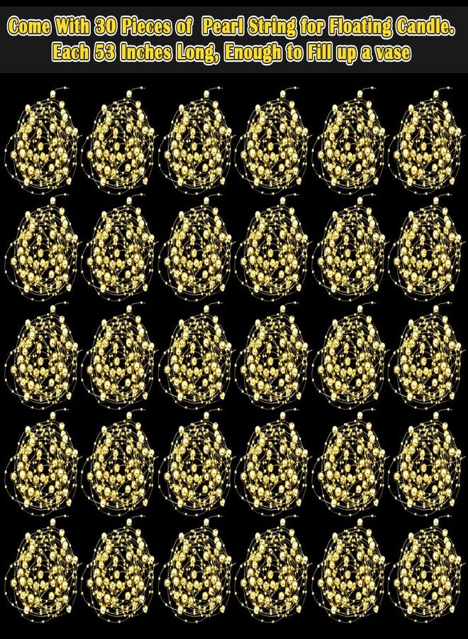Billbotk 30 Pieces Floating Pearls Beads String for Floating Candles, Gold Vase Fillers for Centerpieces Faux Pearls Beads String for Wedding Celebration Party Decor - Image 3