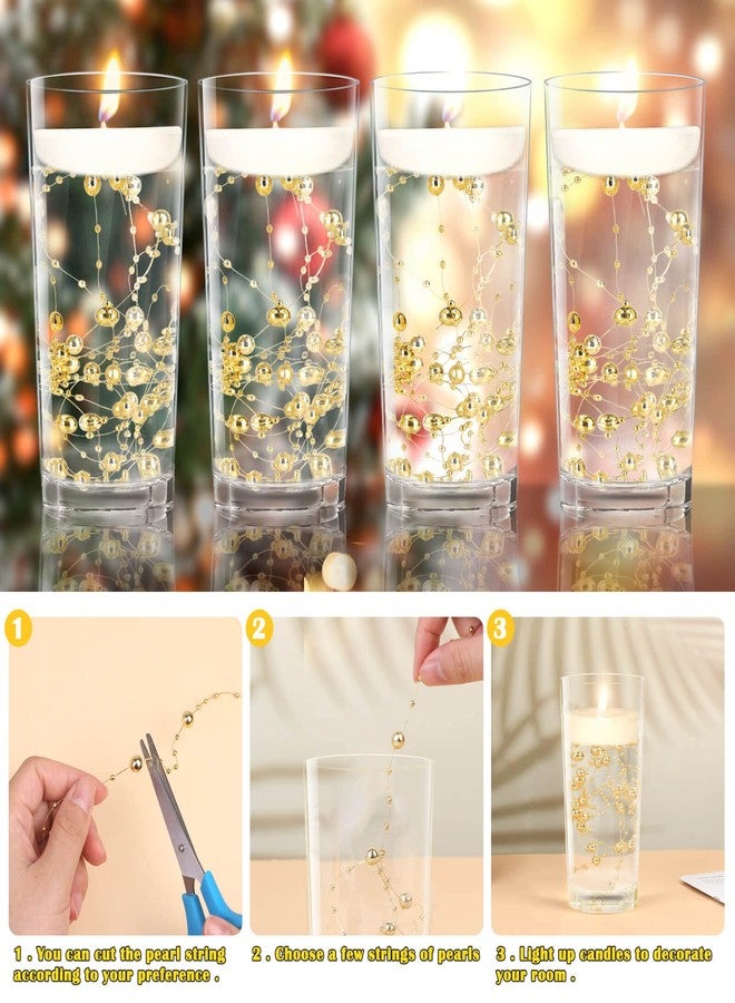 Billbotk 30 Pieces Floating Pearls Beads String for Floating Candles, Gold Vase Fillers for Centerpieces Faux Pearls Beads String for Wedding Celebration Party Decor - Image 5