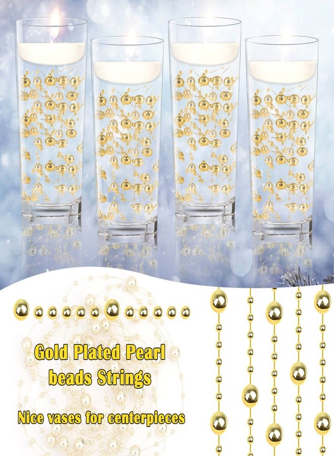Billbotk 30 Pieces Floating Pearls Beads String for Floating Candles, Gold Vase Fillers for Centerpieces Faux Pearls Beads String for Wedding Celebration Party Decor - Image 4