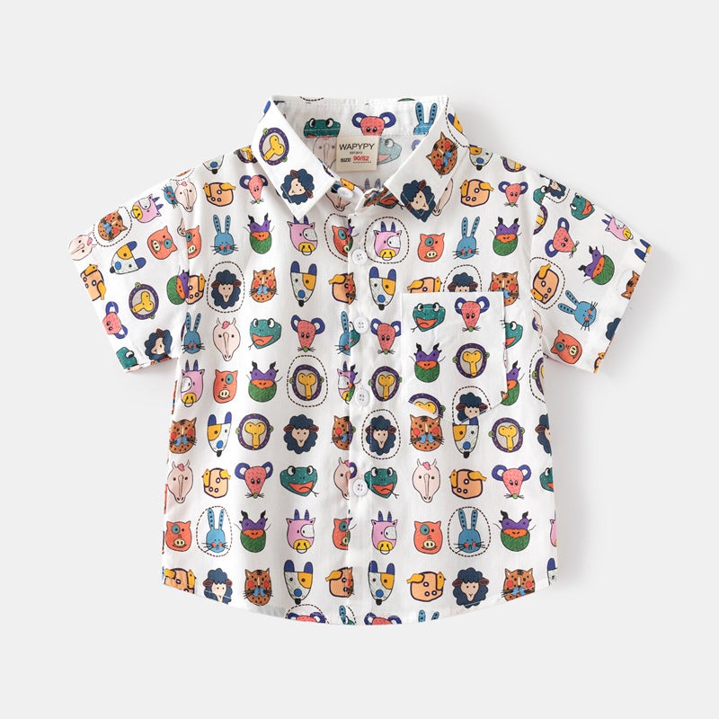 Boys Printed Shirt 2025 Summer Korean Baby Short Sleeve Shirt Children'S Digital Printing Fashion Shirt - Image 5