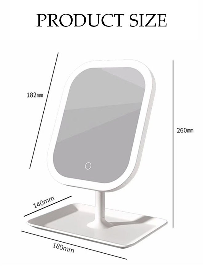 DUNISO LED Makeup Mirror Rechargeable Vanity Mirror with 3 Color Adjustable Lighting Dimming Smart Touch Portable Light Up Vanity Mirror with Light Memory Function Table Desk Counter top Mirror Standing Mirror - Image 4