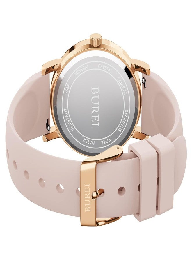 BUREI Nurse Wrist Watch for Nurse Medical Professionals Students Women Men, Waterproof 12/24 Hour Military Time Luminouse Easy Read Dial,Colorful Silicone Band (White/Gold/Pink) - Image 3
