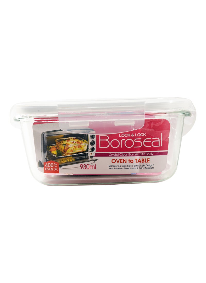 LOCK & LOCK LocknLock 930ml Oven-Safe Borosilicate Glass Square Container with Airtight Lid - Microwave, Freezer, and Dishwasher Safe  - Image 2