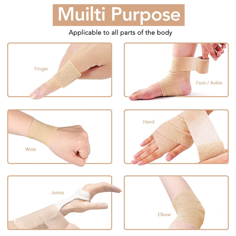RISEN Cohesive Bandage 2â€ x 5 Yards, 6 Rolls, Self Adherent Wrap Medical Tape, Adhesive Flexible Breathable First Aid Gauze Ideal for Stretch Athletic - Image 5