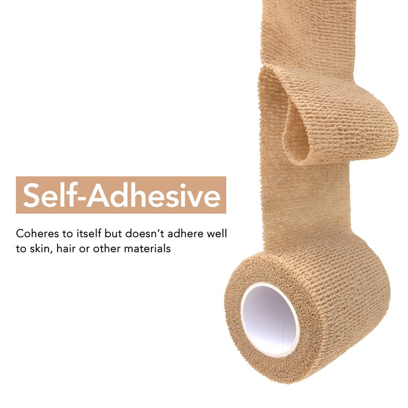 RISEN Cohesive Bandage 2â€ x 5 Yards, 6 Rolls, Self Adherent Wrap Medical Tape, Adhesive Flexible Breathable First Aid Gauze Ideal for Stretch Athletic - Image 2