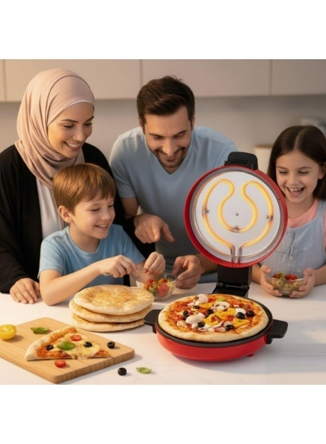 NOVA Arabic Bread & Pizza Maker – 1800W Powerful Electric Roti/Khubz Oven, Non-Stick, Puffy & Soft Homemade Bread, Multi-Use Cooking Appliance for Pizza, Roti & Flatbreads, Red - Image 2