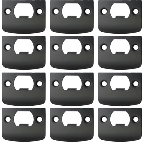 EATAKWARD 12 PCS Door Strike Plate, Black Deadbolt Strike Plate with Srews, Stainless Steel Deadbolt Covers Door Reinforcement Kit - Image 1