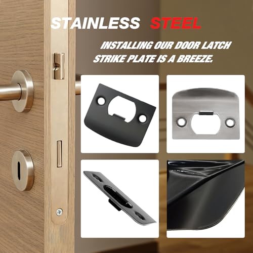 EATAKWARD 12 PCS Door Strike Plate, Black Deadbolt Strike Plate with Srews, Stainless Steel Deadbolt Covers Door Reinforcement Kit - Image 5