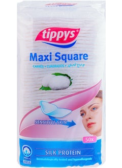 Tippys Maxi Square Silk Protein Cotton Pads 50 Pieces Pack 