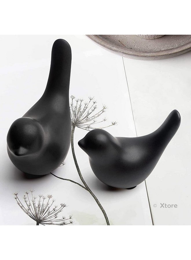 Xtore Creative Black Birds Matte Figurines Home Decorations Accessories (Pack of 2, Black) - Image 3