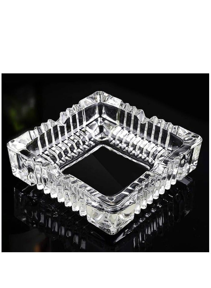 Home zone 1 Pack Glass Square Ashtrays for  glass Ashtray for restaurant Outdoor home Decoration 4.7inch) - Image 1