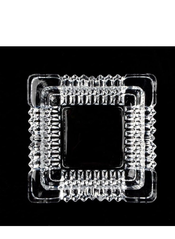 Home zone 1 Pack Glass Square Ashtrays for  glass Ashtray for restaurant Outdoor home Decoration 4.7inch) - Image 3
