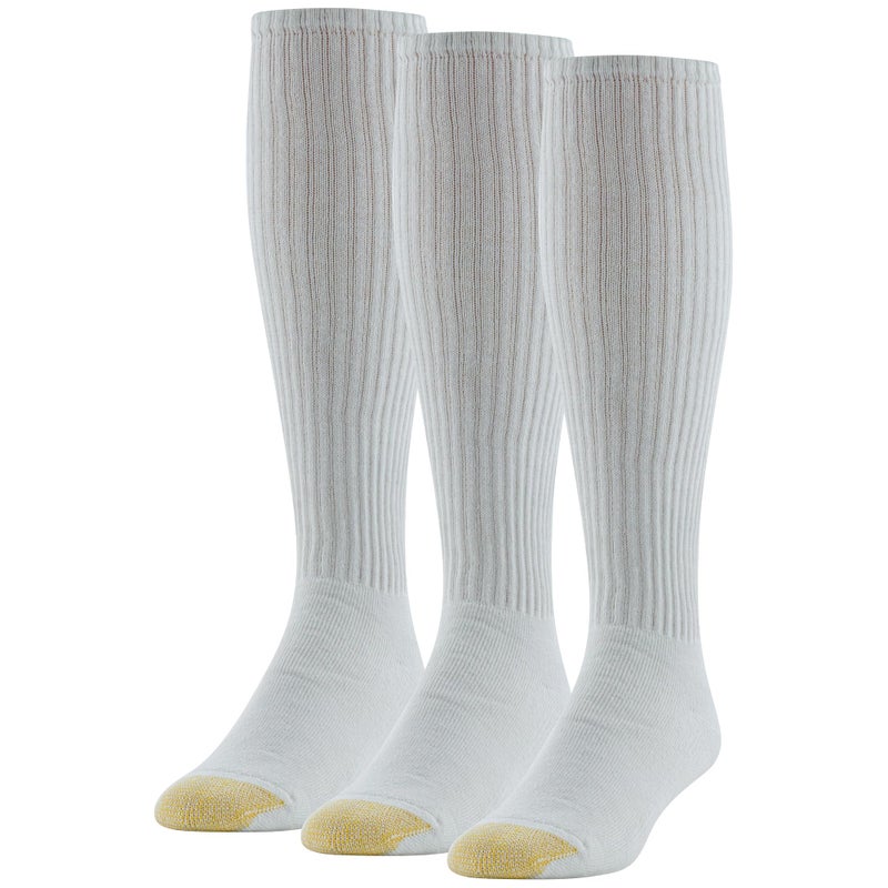 GOLDTOE Mens Ultra Tec Performance OverTheCalf Athletic Socks Multipairs White 3Pairs XLarge