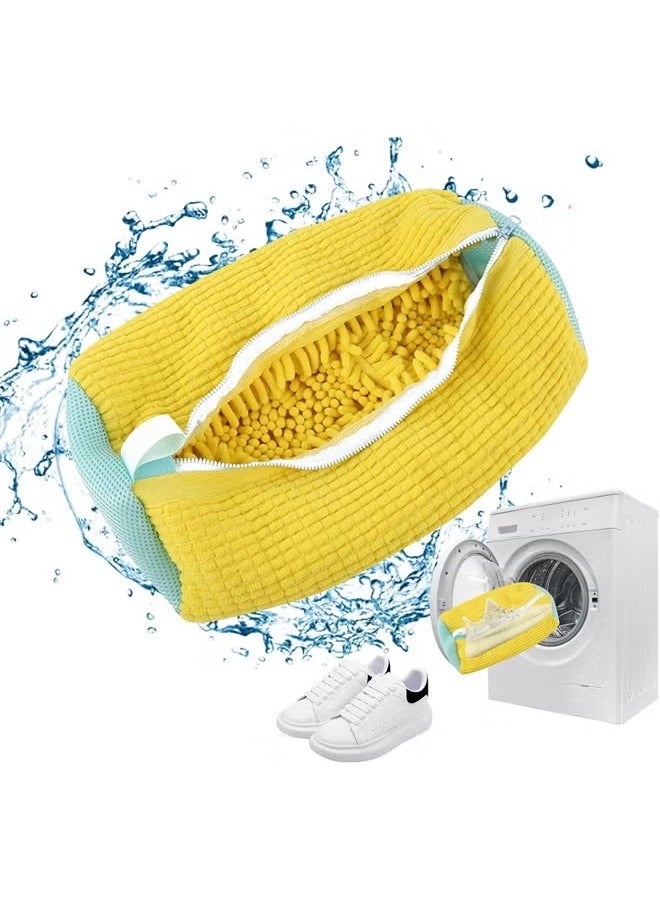 1 PCS Shoe Cleaning Bag, Shoe Bag for Washing Machine, Shoe Washing Machine Bag, Adjustable Shoes Laundry Bag, Sneaker Washing Bag for 360° Cleaning White Shoes, Yellow - Image 1