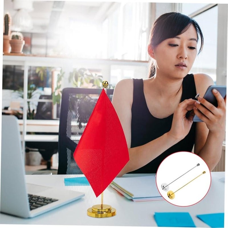 4Pcs Black Table Flag Pole Holder Base Stand For Office Home Decor Desktop Flags - Image 4