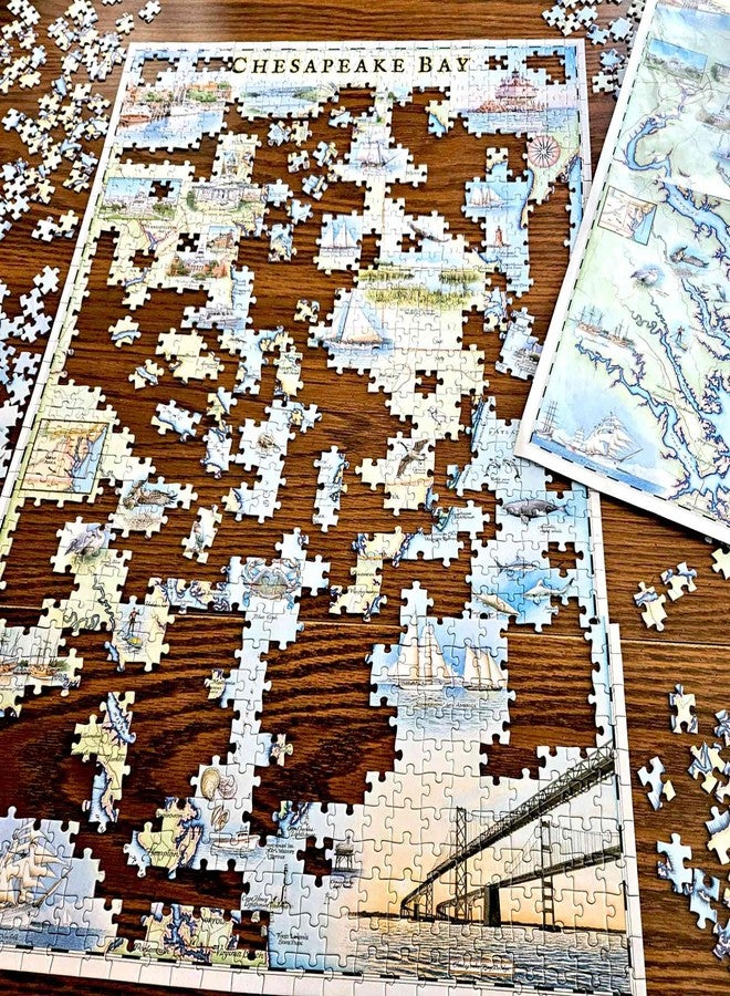 Xplorer Maps Chesapeake Bay Map Jigsaw Puzzle – 1000 Pieces, Hand-Drawn Artwork, Educational Family Puzzle, Includes Poster – 19.8” x 26.4” - Image 2