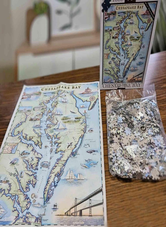 Xplorer Maps Chesapeake Bay Map Jigsaw Puzzle – 1000 Pieces, Hand-Drawn Artwork, Educational Family Puzzle, Includes Poster – 19.8” x 26.4” - Image 3