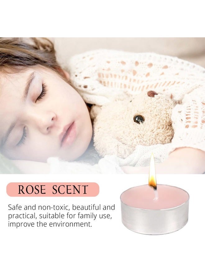 FUNHOKO Tea Lights Candles - 12 Pack Pink Tealights Candle Scented Rose Small Candle for Home, Holiday, Wedding & Party,Dinner Table, Halloween Christmas and Holiday (Pink Rose) - Image 3