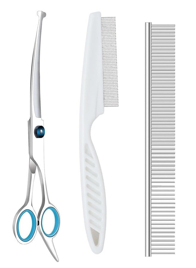 سكويشي مجموعة من 3 مقصات للعناية بالكلاب، مقصات لقص شعر الكلاب، أدوات احترافية لقص شعر الحيوانات الأليفة، مثالية للعناية المنزلية - Image 1