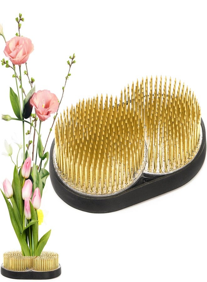 WUWEOT Sun and Moon Ikebana Kenzan, Japanese Ikebana Flower Arrangement, Pin Frog Flower Fixed Tools with Rust-Proof Brass Needle and Slip- Rubber Base for Plant Fixation Decoration - Image 1