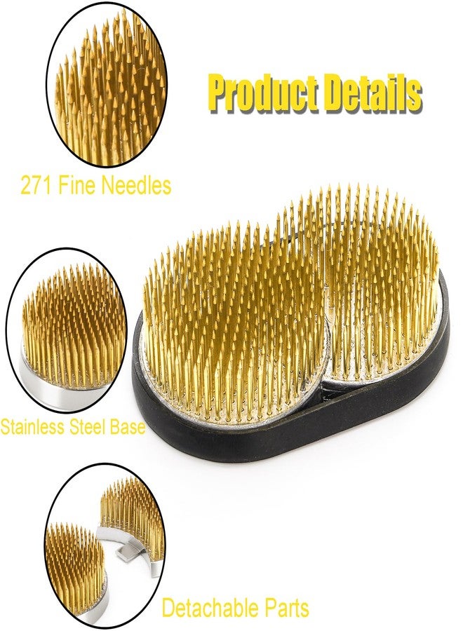 WUWEOT Sun and Moon Ikebana Kenzan, Japanese Ikebana Flower Arrangement, Pin Frog Flower Fixed Tools with Rust-Proof Brass Needle and Slip- Rubber Base for Plant Fixation Decoration - Image 5