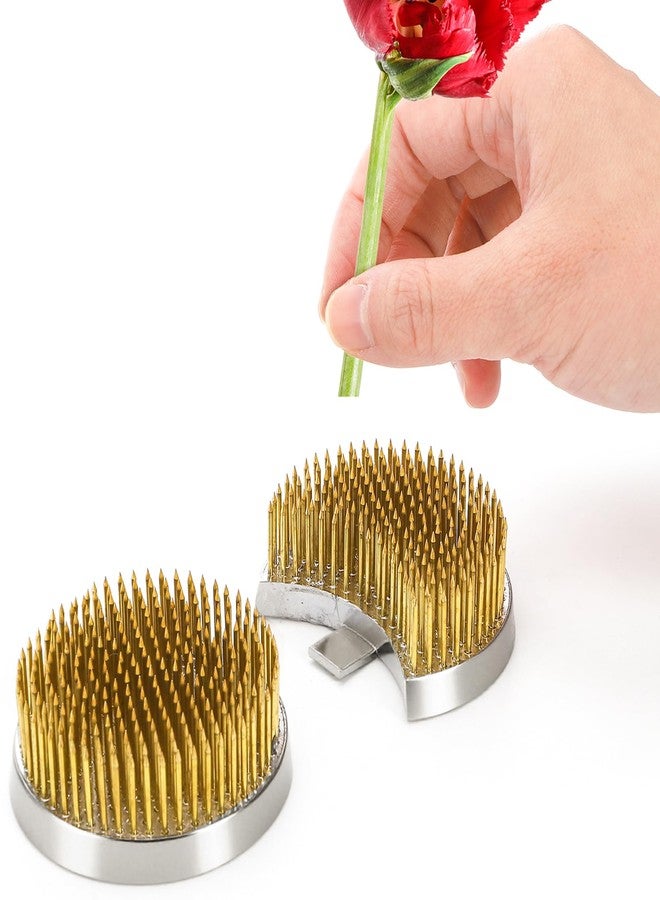 WUWEOT Sun and Moon Ikebana Kenzan, Japanese Ikebana Flower Arrangement, Pin Frog Flower Fixed Tools with Rust-Proof Brass Needle and Slip- Rubber Base for Plant Fixation Decoration - Image 3