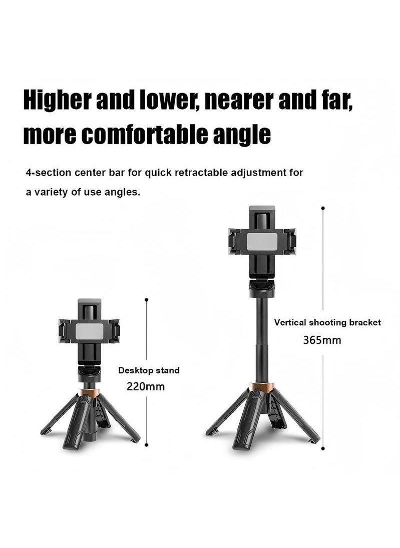 Portable Selfie Stick Travel Tripod for Cell Phone with Remote and Phone Holder, Extendable Selfie Stick for Mobile Phone, Tripod for Video Recording, Black